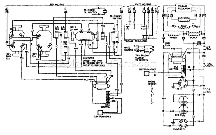 Page E Diagram and Parts List for 8896-0 R5000 Briggs and Stratton Generator